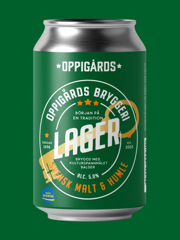 Oppigårds Lager 330ml Burk Mockup Färgbakgrund