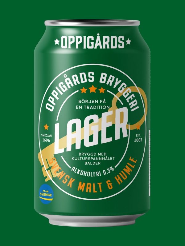 Oppigårds Lager Alkoholfri 330ml Burk Mockup Färgbakgrund